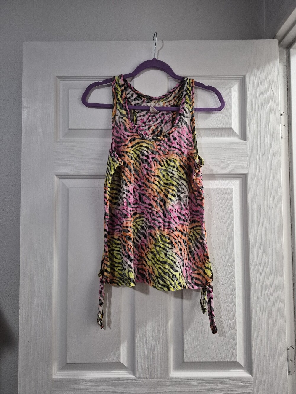 OP Multicolor Zebra-Print Tank Top - Pink, Yellow, Orange